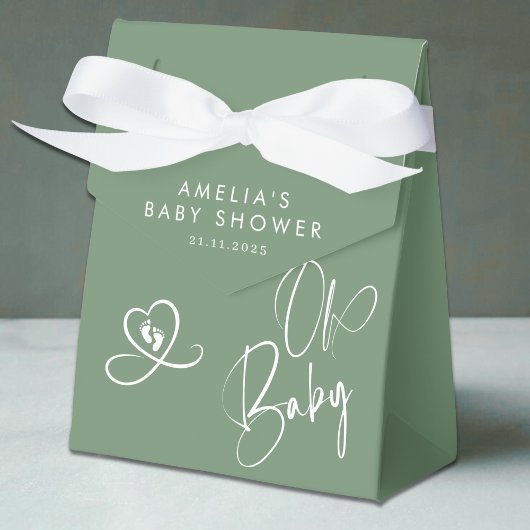 Ballotins Sage Green Elegant Script Baby Shower