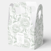 Ballotins Sage Green Monogram Crest Chinoiserie Peonies (Ouvert)