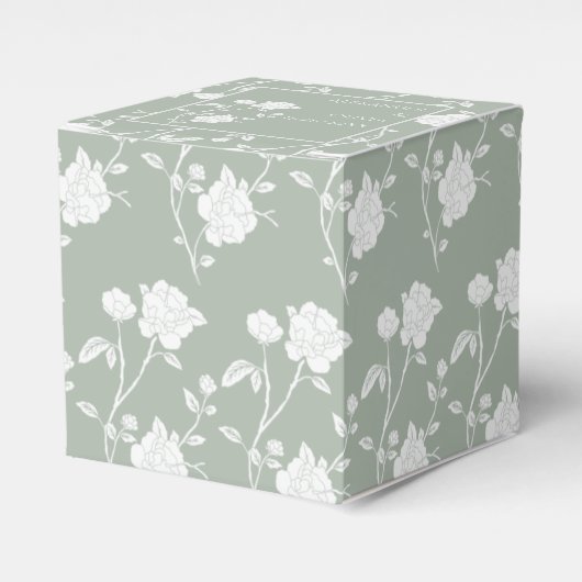 Ballotins Sage Green Rose Mariage Faveur Box (Verso)