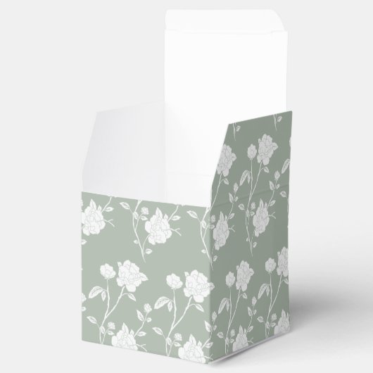 Ballotins Sage Green Rose Mariage Faveur Box (Ouvert)