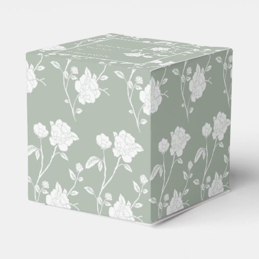 Ballotins Sage Green Rose Mariage Faveur Box (Arrière)