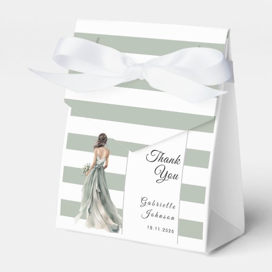 Ballotins Sage Green Stripes Aquarelle Bride Fête des mariée (Verso)