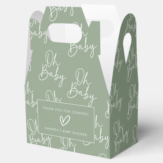 Ballotins Sage moderne Oh Baby Baby shower simple Gable (Ouvert)