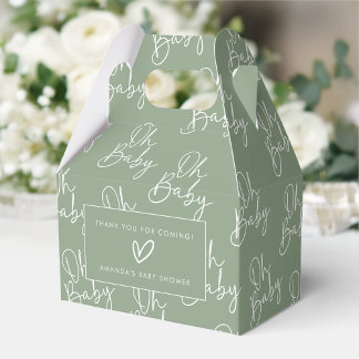 Ballotins Sage moderne Oh Baby Baby shower simple Gable