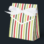 Ballotins Sage, mousse, rouge et ivoire rayés<br><div class="desc">Sage,  mousse,  rouge et ivoire rayé ballotin avec cravate ruban. Parfait pour tous les thèmes de décoration cadeau; simple/minimaliste à maximaliste en fonction des agréments supplémentaires.</div>