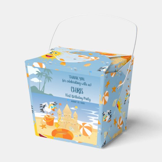 Ballotins Sand château plage amusant bébé garçon fête d'anni (Verso)