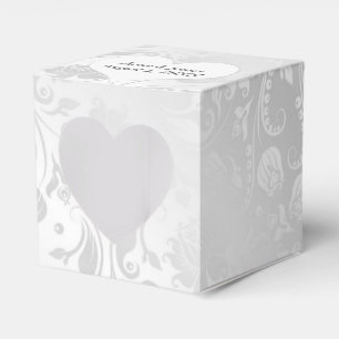 Ballotins Satins Blancs de Mariage Damassé avec Coeur
