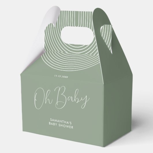 Ballotins Scénario de Baby Shower Vert Sauge Tendance (Recto)