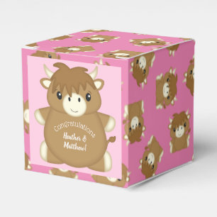 Ballotins Scottish Highland Baby shower de vache rose