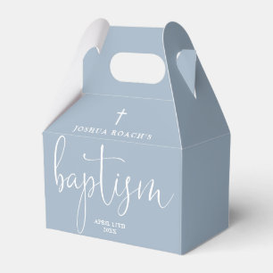 Ballotins Script élégant moderne Dusty Baptême bleu