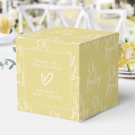 Ballotins Script moderne Jaune Oh Baby Baby shower simple