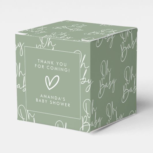 Ballotins Script moderne Sage Oh Baby Baby shower simple (Verso)