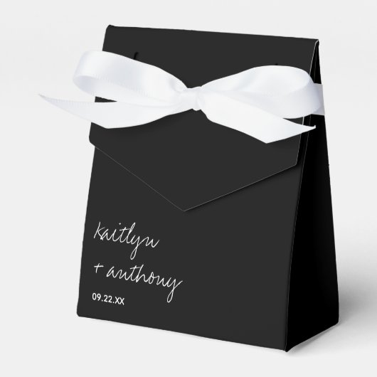Ballotins Script noir et blanc moderne Mariage minimaliste (Verso)