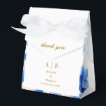 Ballotins Script personnalisé Merci Or Poppys Bleus<br><div class="desc">Remerciement merci en or avec des pavots bleus frais et un élément or élégant
Personnalisez le produit de remerciement de mariage et ajoutez les initiales,  les noms et une date</div>
