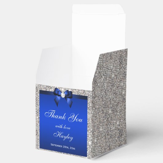 Ballotins Séquences argentées glamour Diamant Bow Bleu (Ouvert)