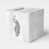 Ballotins Silver Peacock boîte de préférence de mariage (Verso)