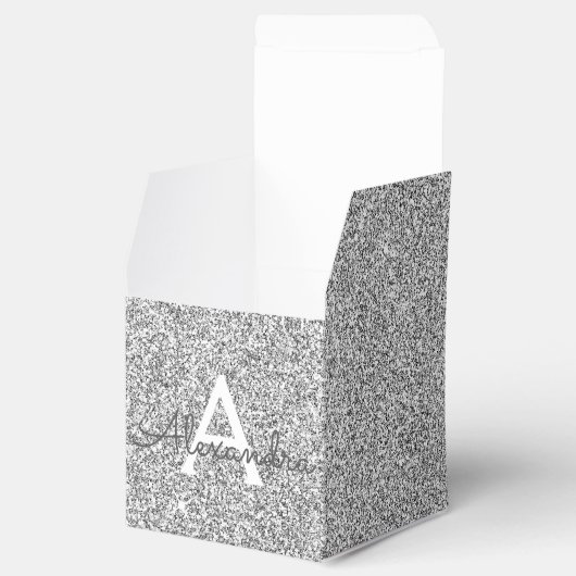 Ballotins Silver Sparkle Glitter Monogram Name & Initial (Ouvert)