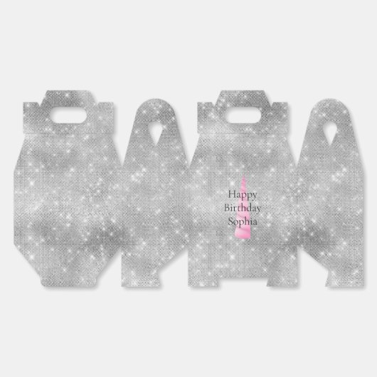 Ballotins Silver Sparkle rose Glam Unicorn Anniversaire (Déplié)