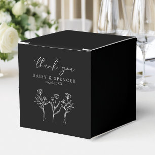 Ballotins Simple Black moderne Floral Outline Mariage Carré