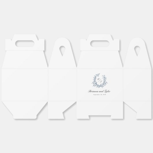 Ballotins Simple Dusty Blue Monogram Crest Mariage (Déplié)