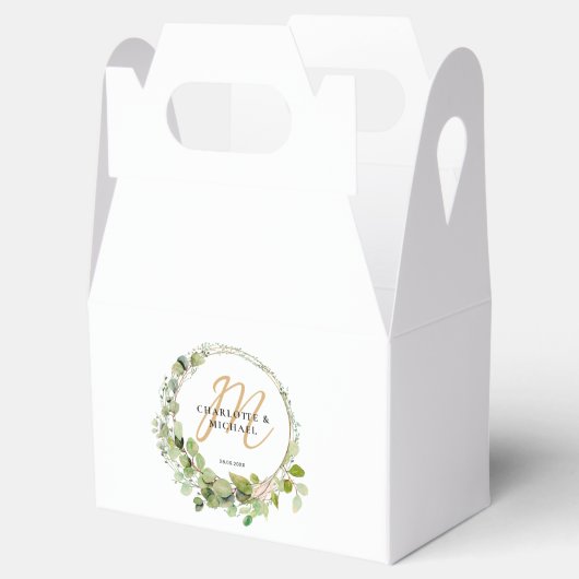 Ballotins Simple, élégant, monogramme mariage eucalyptus (Ouvert)