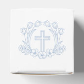 Ballotins Simple Floral Croix Bleue Baptême Cube (Haut)