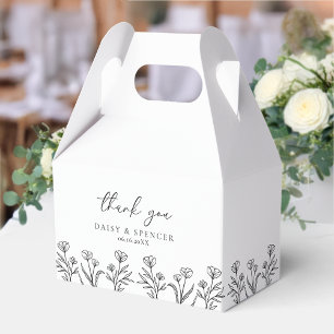 Ballotins Simple Mariage floral noir et blanc