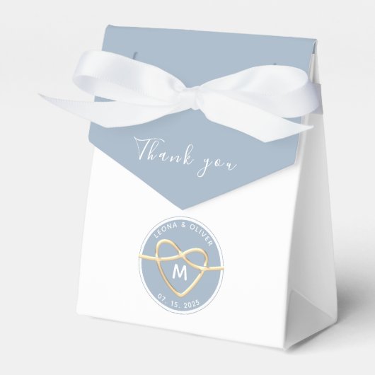 Ballotins Simple moderne Dusty Blue Wedding Favor Box (Verso)