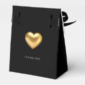 Ballotins Simple moderne Gold Heart Mariage noir (Arrière)