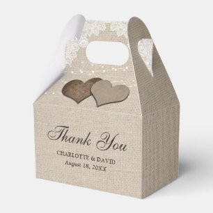 Ballotins Simple Rustique Pays Burlap Boîte de mariage Favor