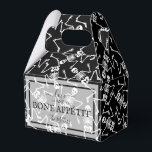 Ballotins Skeletons sur Halloween noir<br><div class="desc">Skeletons sur un arrière - plan noir et votre message en lettrage chic sur le devant,  vous vous amuserez avec des boîtes de faveur gable pour les fêtes d'Halloween,  mariages et plus. CORRESPONDRE des articles dans notre magasin.</div>