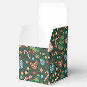 Ballotins Small Party Favor Gift Box Green Christmas Pattern (Ouvert)