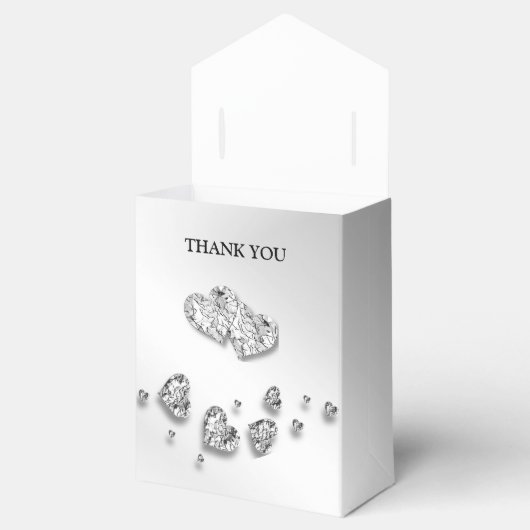 Ballotins Soirée de mariage Coeurs d'argent Grey Élégant (Ouvert)