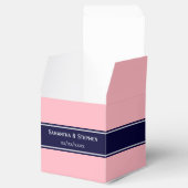 Ballotins Solid Pink, Navy Blue Ribbon Nom Monogram (Ouvert)