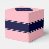 Ballotins Solid Pink, Navy Blue Ribbon Nom Monogram (Arrière)