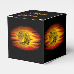 Ballotins Sorcière volante avec chat noir, nuit halloween