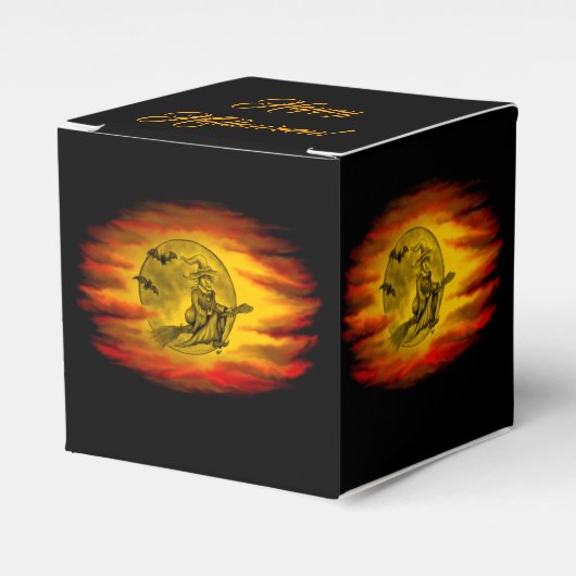 Ballotins Sorcière volante avec chat noir, nuit halloween (Verso)