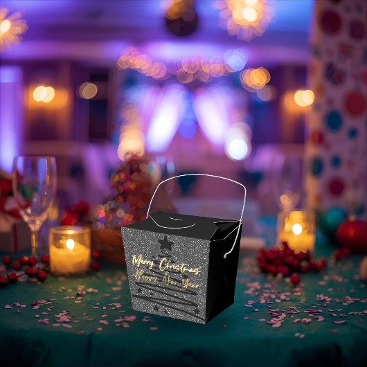 Ballotins Sparkly Black Favor Box