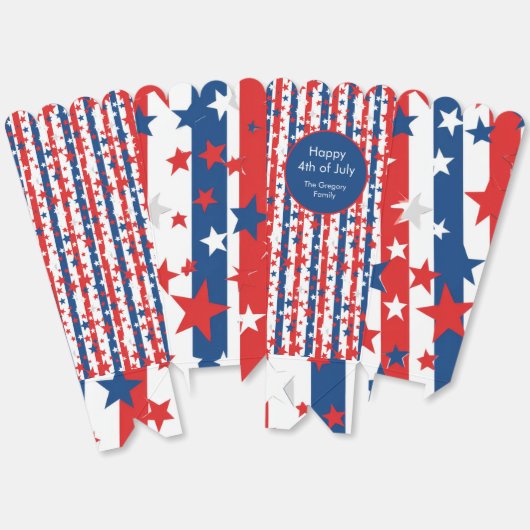 Ballotins Stars 4 juillet Patriotic Popcorn Box (Déplié)