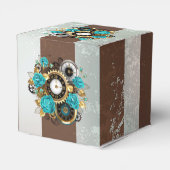 Ballotins Steampunk Clock and Turquoise Roses on Striped (Arrière)