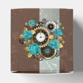 Ballotins Steampunk Clock and Turquoise Roses on Striped (Haut)