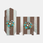 Ballotins Steampunk Clock and Turquoise Roses on Striped (Déplié)
