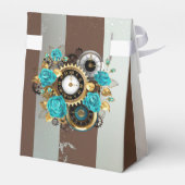 Ballotins Steampunk Clock and Turquoise Roses on Striped (Arrière)