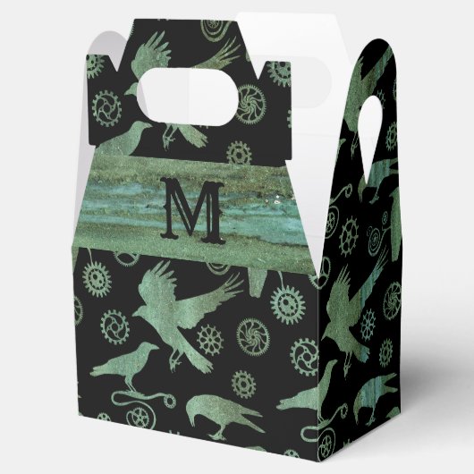 Ballotins Steampunk Verdigris engrenages et corbeaux Monogra (Ouvert)