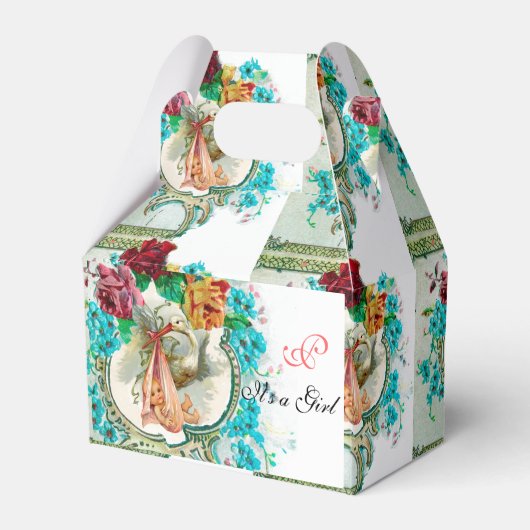 Ballotins STORK BÉBÉ FILLE DOUCHE MONOGRAM Blanc (Verso)