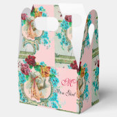 Ballotins STORK BÉBÉ FILLE DOUCHE MONOGRAM rose (Ouvert)