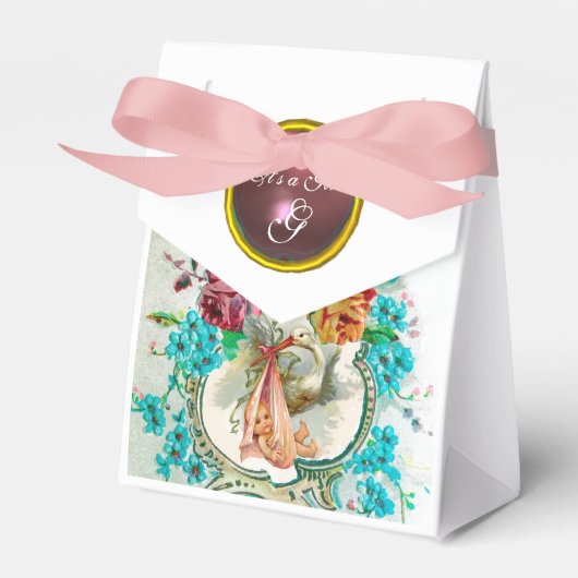 Ballotins STORK BÉBÉ FILLE DOUCHE ROSE GEM MONOGRAM Blanc (Verso)
