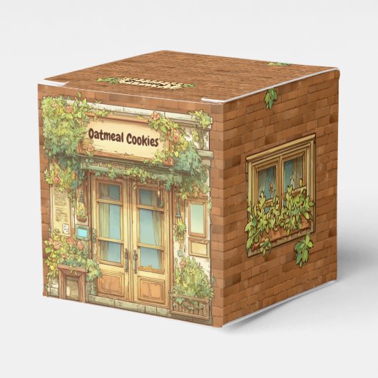Ballotins Storybook Style Cozy Cafe Brown Brick, Favor Box (Verso)