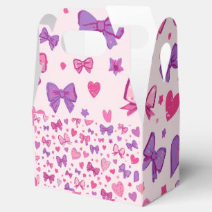 Ballotins Style Coquette Rose Violet Nœud & Motif de Cœur