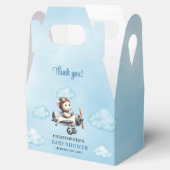 Ballotins Stylish Blue Brown Teddy Bear Pilot Baby Shower  (Ouvert)